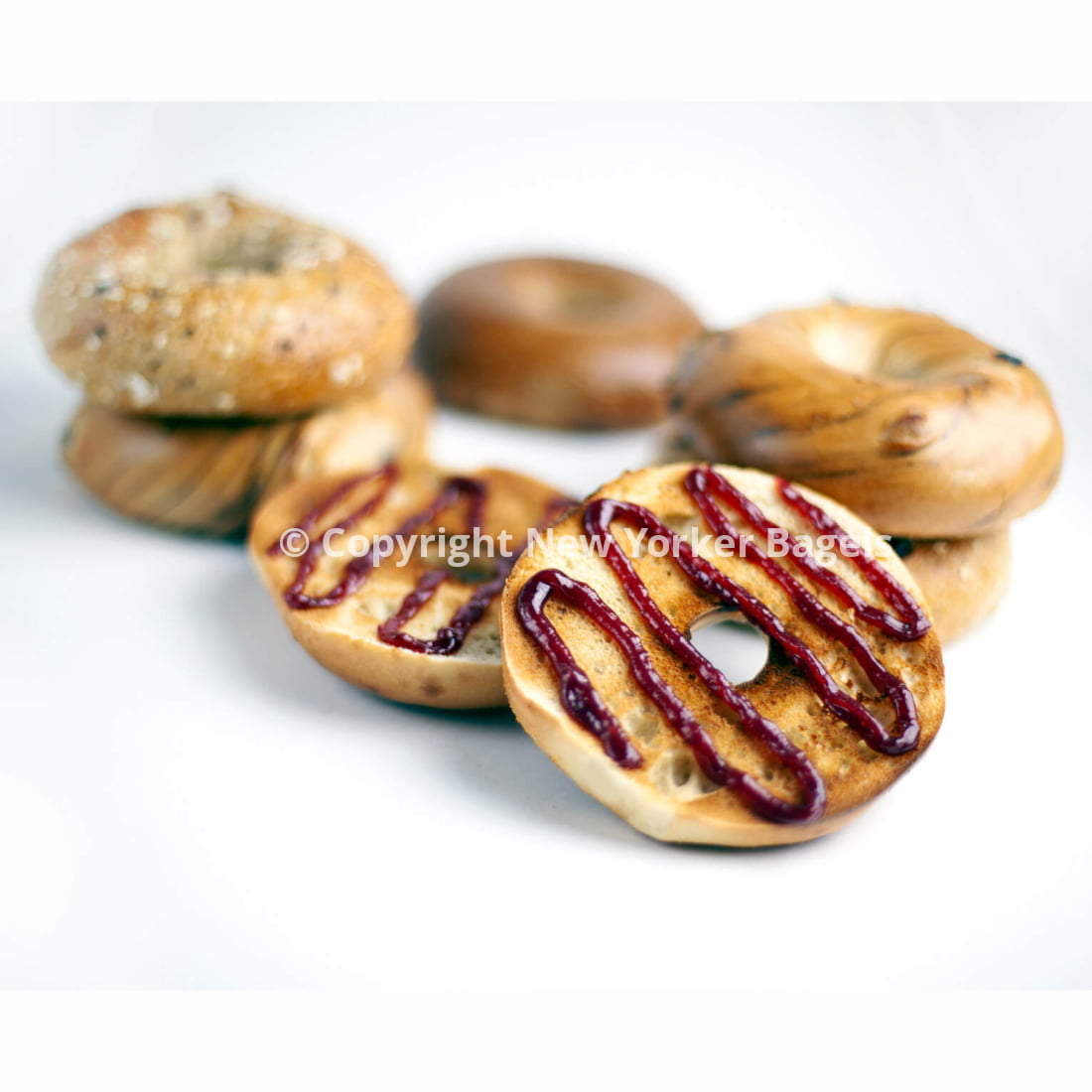 bagel with raspberry jam